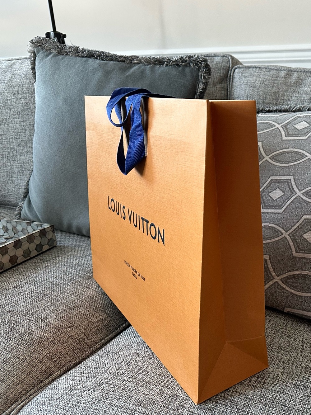 Authentic Louis Vuitton Paper Gift Bag Mint Condition  18¾” × 15¼” × 4¾”